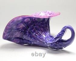 Superb Rare 3 Pcs Set Pink Shells Art Glass Signed Chihuly Style