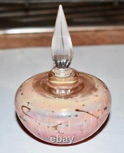 Superb Richard Clements Aust Iridescent Pink Art Glass 4 Perfume Scent Bottle