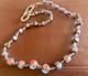 Superb vintage milky opalescent foil glass bead necklace in blues and pinks