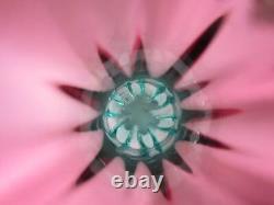 Tall 30cm hand-made pink and blue sommerso ribbed art glass vase