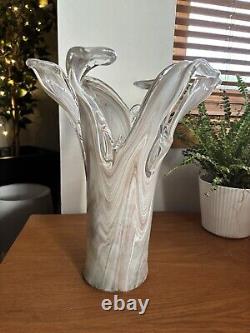 Tammaro Style Murano Pink Beige Marble Glass Sculpture Splash Vase Large VGC