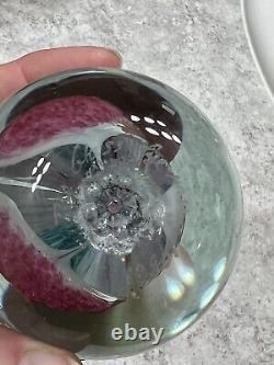 The Glass Eye Studio GES NM #74 1986 Signed Pink Lily Art Glass Paperweight