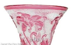 Thomas Webb Cameo Fleur Lily Pattern Art Glass Vase in Cranberry and Clear