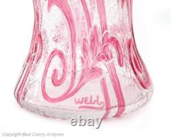 Thomas Webb Cameo Glass Fleur Lily Pattern Art Glass Vase in Cranberry and Clear