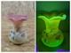 Thomas Webb Victorian Burmese Uranium Glass Vase Berry & Leaf' Pink Cream