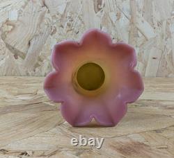 Thomas Webb Victorian Burmese Uranium Glass Vase Berry & Leaf' Pink Cream