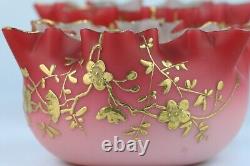 Thomas Webb, by Jules Barbie. Pair of gilt decorated Queens Burmese art glass