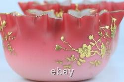 Thomas Webb, by Jules Barbie. Pair of gilt decorated Queens Burmese art glass