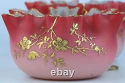 Thomas Webb, by Jules Barbie. Pair of gilt decorated Queens Burmese art glass