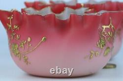 Thomas Webb, by Jules Barbie. Pair of gilt decorated Queens Burmese art glass
