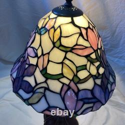 Tiffany Style Lamp Floral Glass Lampshade Pink Purple Bell Shaped Art Nouveau