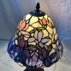 Tiffany Style Lamp Floral Glass Lampshade Pink Purple Bell Shaped Art Nouveau