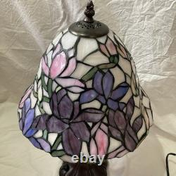 Tiffany Style Lamp Floral Glass Lampshade Pink Purple Bell Shaped Art Nouveau
