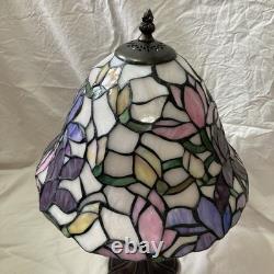 Tiffany Style Lamp Floral Glass Lampshade Pink Purple Bell Shaped Art Nouveau