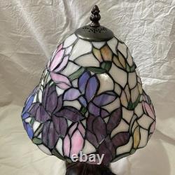 Tiffany Style Lamp Floral Glass Lampshade Pink Purple Bell Shaped Art Nouveau