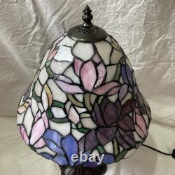 Tiffany Style Lamp Floral Glass Lampshade Pink Purple Bell Shaped Art Nouveau