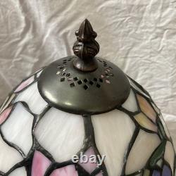 Tiffany Style Lamp Floral Glass Lampshade Pink Purple Bell Shaped Art Nouveau