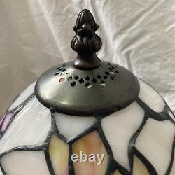 Tiffany Style Lamp Floral Glass Lampshade Pink Purple Bell Shaped Art Nouveau