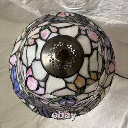 Tiffany Style Lamp Floral Glass Lampshade Pink Purple Bell Shaped Art Nouveau