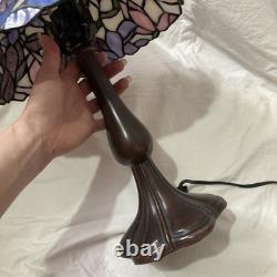 Tiffany Style Lamp Floral Glass Lampshade Pink Purple Bell Shaped Art Nouveau