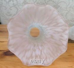 Tiffany Style Lily Pad Table Lamp 3 Pink Frosted Art Glass Tulip Shades Art Deco