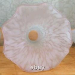 Tiffany Style Lily Pad Table Lamp 3 Pink Frosted Art Glass Tulip Shades Art Deco