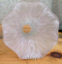 Tiffany Style Lily Pad Table Lamp 3 Pink Frosted Art Glass Tulip Shades Art Deco
