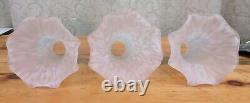 Tiffany Style Lily Pad Table Lamp 3 Pink Frosted Art Glass Tulip Shades Art Deco