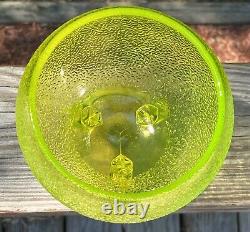 Tiffin Art Glass Vaseline Depression Glass Footed Rose Bowl