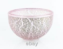 Timothy Harris For Isle Of Wight'crizzle' Pink/gold Glass Open Bowl, Signed