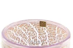 Timothy Harris For Isle Of Wight'crizzle' Pink/gold Glass Open Bowl, Signed