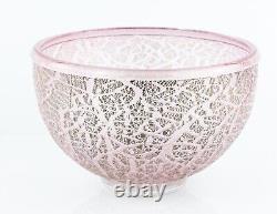 Timothy Harris For Isle Of Wight'crizzle' Pink/gold Glass Open Bowl, Signed