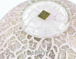 Timothy Harris For Isle Of Wight'crizzle' Pink/gold Glass Open Bowl, Signed
