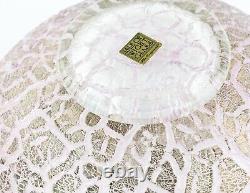 Timothy Harris For Isle Of Wight'crizzle' Pink/gold Glass Open Bowl, Signed
