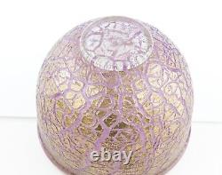Timothy Harris For Isle Of Wight'crizzle' Pink/gold Glass Open Bowl, Signed