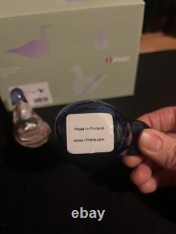 Toikka Iittala Flycatcher Sieppo Glass Birds Pair. 1 x Salmon Pink 1 x Blue New