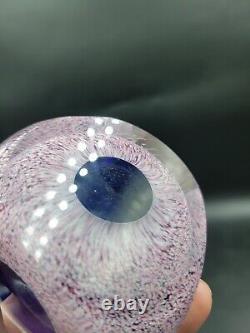 Tom Philabaum Art Glass Faceted Teardrop Pink Cobalt Paperweight SIGNED