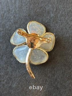 Trifari Pink Art Glass Petals Cherry Blossom Alfred Philippe Rare Vintage Pin