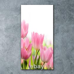 Tulup Glass Print Wall Art 60x120 Pink tulips