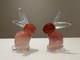 Two Pink Opalescent Glass Archimede Seguso Murano Rabbits