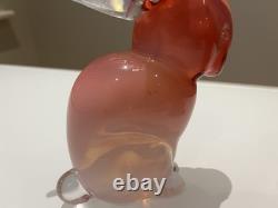 Two Pink Opalescent Glass Archimede Seguso Murano Rabbits