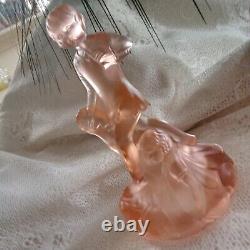 Two Rare Pieces of Pretty Pink Glass German Figurine and Bowl Depression Era
