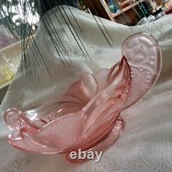 Two Rare Pieces of Pretty Pink Glass German Figurine and Bowl Depression Era