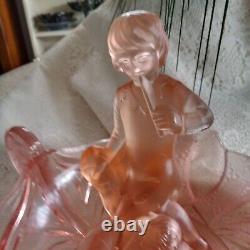 Two Rare Pieces of Pretty Pink Glass German Figurine and Bowl Depression Era