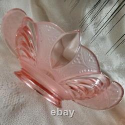 Two Rare Pieces of Pretty Pink Glass German Figurine and Bowl Depression Era