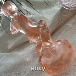 Two Rare Pieces of Pretty Pink Glass German Figurine and Bowl Depression Era