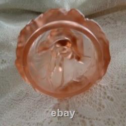 Two Rare Pieces of Pretty Pink Glass German Figurine and Bowl Depression Era