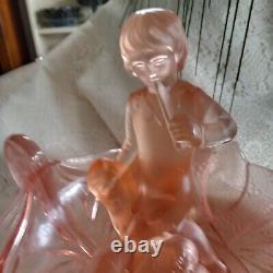 Two Rare Pieces of Pretty Pink Glass German Figurine and Bowl Depression Era
