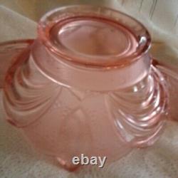 Two Rare Pieces of Pretty Pink Glass German Figurine and Bowl Depression Era