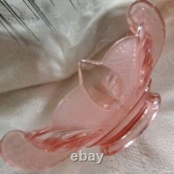Two Rare Pieces of Pretty Pink Glass German Figurine and Bowl Depression Era